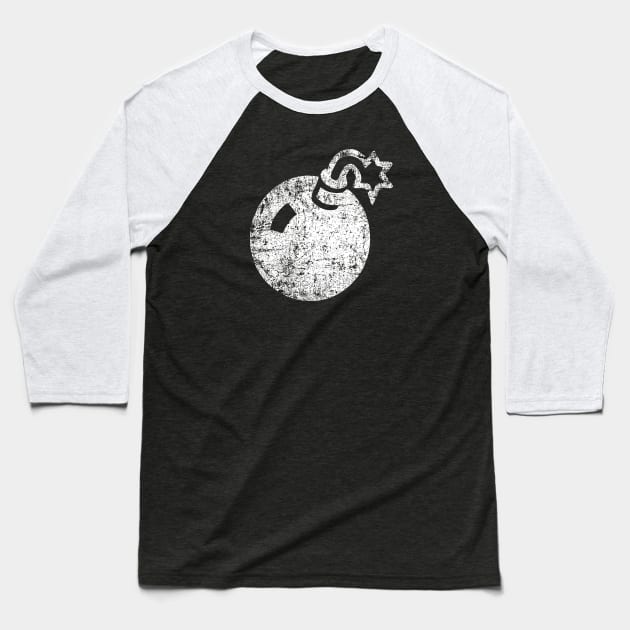 Bomb Icon Distressed Baseball T-Shirt by PsychicCat